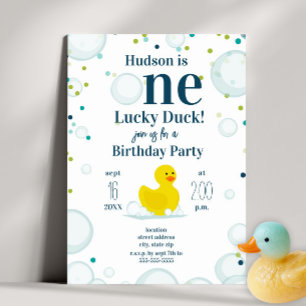 Invitation Un Canard chanceux Première fête d'anniversaire