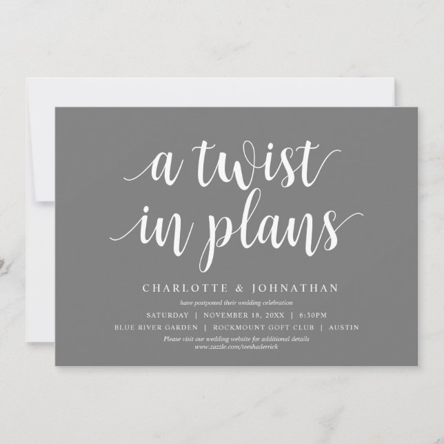 Invitation Un changement de plans, Mariage Changer la date (Devant)