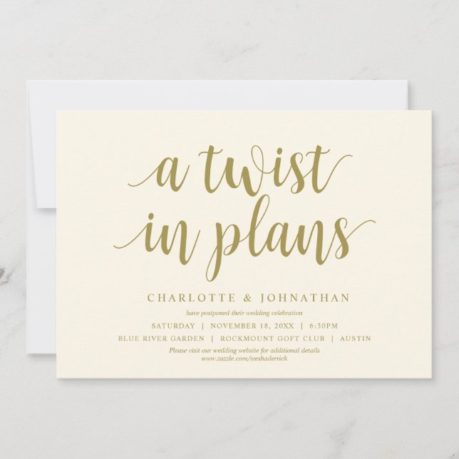 Invitation Un changement de plans, Mariage Changer la date (Devant)