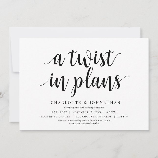 Invitation Un changement de plans, Mariage Changer la date (Devant)