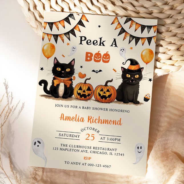 Invitation Un Chat Noir Boo Halloween Baby shower Party (Créateur téléchargé)
