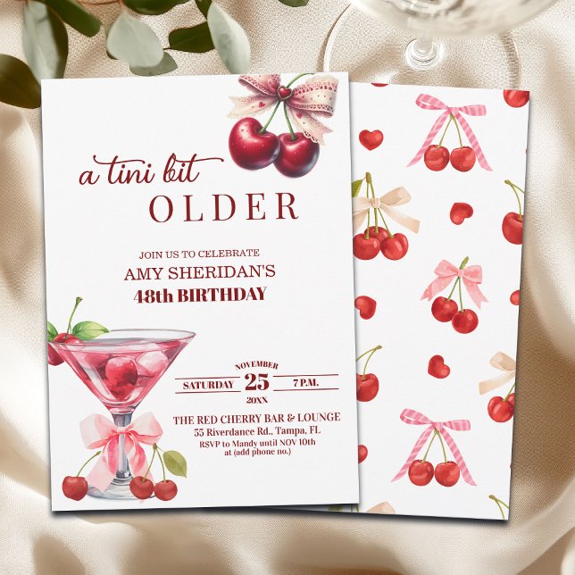 Invitation Un Chic A Tini Bit Plus Âgé Cherry Martini 48e Ann (Créateur téléchargé)
