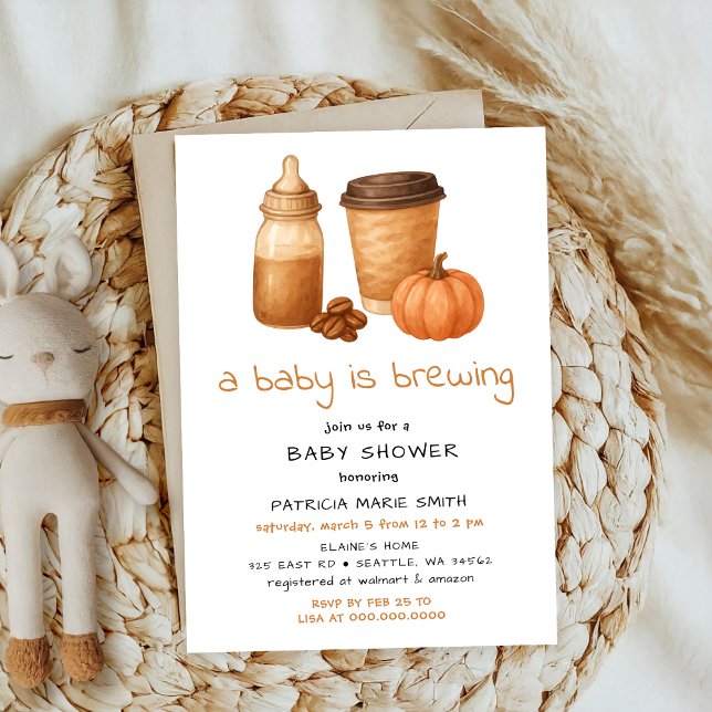 Invitation Un Citrouille de café automne baby shower de brass (Créateur téléchargé)