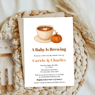 Invitation Un Citrouille de café automne baby shower de brass