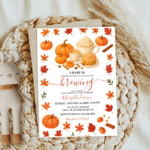 Invitation Un Citrouille de café automne baby shower de brass