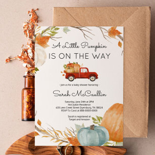 Invitation Un Citrouille est en route Baby shower Fall Invita
