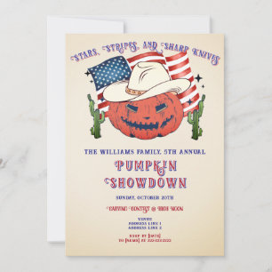 Invitation Un Citrouille patriotique rustique contre Hallowee