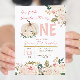 Invitation Un Citrouille rose pâle qui fête son anniversaire