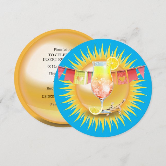 Invitation Un cocktail d'été pour adultes et une fête de pisc (Devant / Derrière)