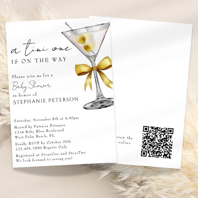 Invitation Un code QR Tini One Chic Jaune Baby Shower Martini (Créateur téléchargé)