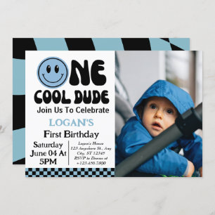 Invitation Un Cool Dude Boy 1er Birthday Photo