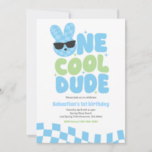 Invitation Un Cool Dude Boy Spring Bunny 1er fête d'anniversa