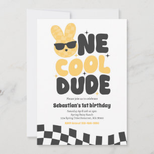 Invitation Un Cool Dude Boy Spring Bunny 1er fête d'anniversa