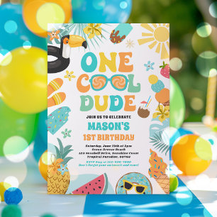 Invitation Un Cool Dude Tropical Été 1er Anniversaire