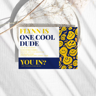 Invitation Un Cool mec à visage heureux garçon premier annive