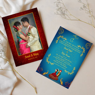 Invitation Un couple de Mariages indiens hindous photo Golden