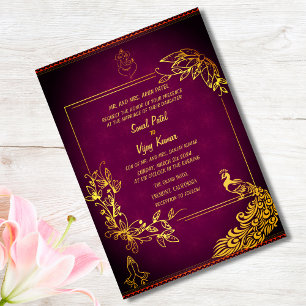 Invitation Un couple de Mariages indiens hindous photo Golden