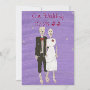 Invitation Un couple de squelettes pour un mariage d'Hallowee