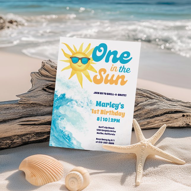 Invitation Un Dans Le Soleil ☀️ Bébé de plage 1er Anniversair (Créateur téléchargé)