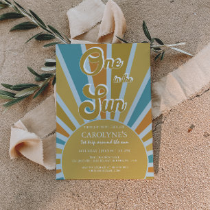 Invitation Un dans le soleil Muted Rainbow 1er anniversaire