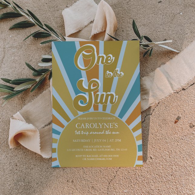Invitation Un dans le soleil Muted Rainbow 1er anniversaire (Créateur téléchargé)
