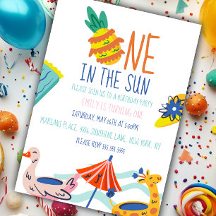 Invitation Un dans le soleil première fête d'anniversaire pis