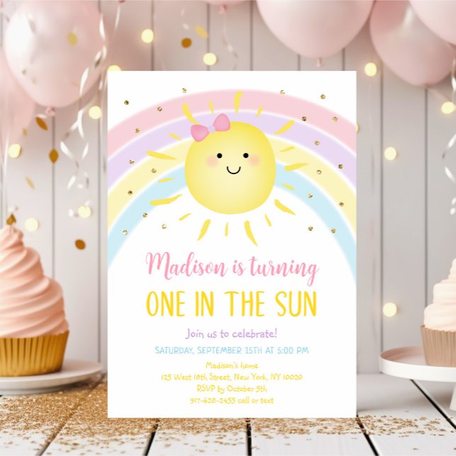 Invitation Un dans le soleil soleil Anniversaire (Créateur téléchargé)