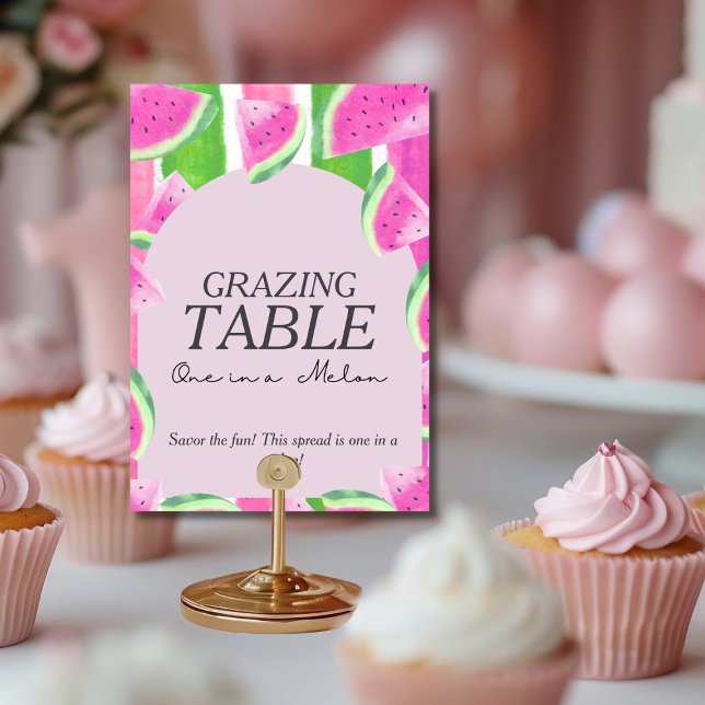 Invitation Un dans Melon TABLE DE GRAZING Pastèque Rose Ensei (One in Melon GRAZING TABLE Pink Watermelon Sign)