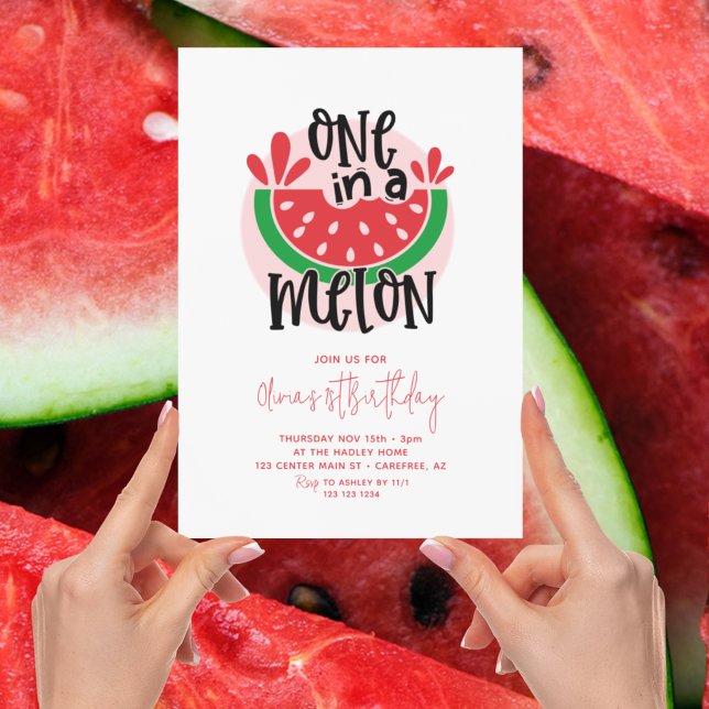 Invitation Un dans un Anniversaire de 1 an Rose Melon (Créateur téléchargé)