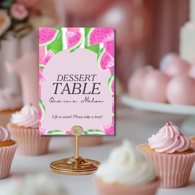 Invitation Un dans un dessert de melon TABLE Pastèque rose  E (One in Melon Dessert TABLE Pink Watermelon Sign)