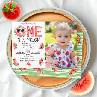 Invitation Un dans un melon 1er anniversaire de la fête de la