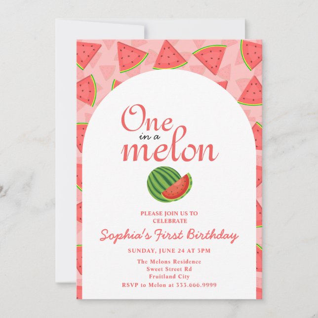 Invitation Un dans un melon 1er Birthday Watermelon (Devant)