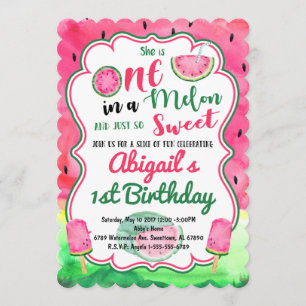 Invitation Un dans un Melon 1er Birthday Watermelon Invitatio