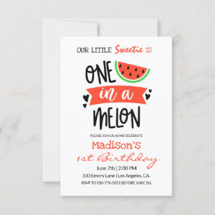 Invitation Un dans un melon   Bébé Anniversaire