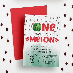 Invitation Un dans un Melon Cute Watermelon 1er anniversaire
