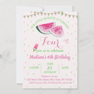 Invitation Un Dans Un Melon Cute Watermelon Quatre Anniversai