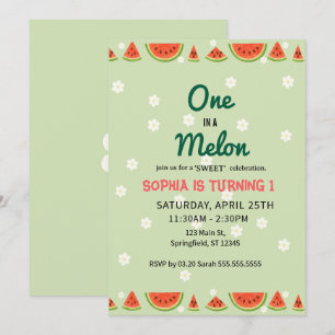 Invitation Un dans un melon d'eau ! Fête d'anniversaire 1 an
