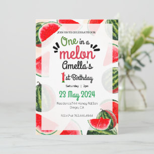 Invitation un dans un melon Filles premier anniversaire