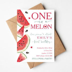Invitation Un dans un Melon Pastèque Premier Anniversaire