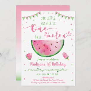 Invitation Un Dans Un Melon Pink Green Watermelon Anniversair