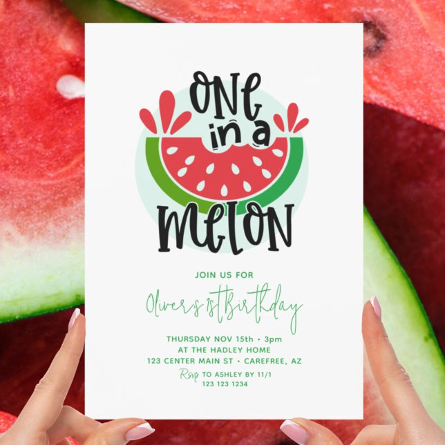 Invitation Un dans un Melon Rouge Vert 1er Anniversaire (Créateur téléchargé)