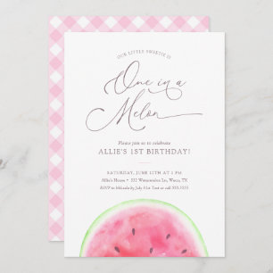 Invitation Un dans un Melon Watermelon 1er Birthday Party Inv