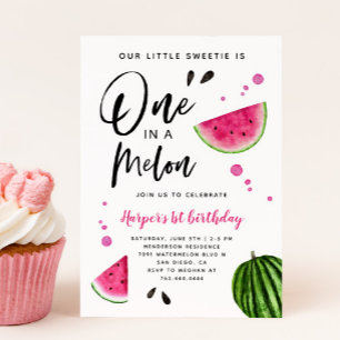 Invitation Un dans un Melon Watermelon 1er Birthday Party Inv