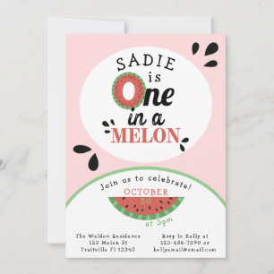 Invitation Un dans un Melon Watermelon Girls premier annivers