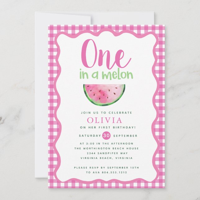 Invitation Un dans un Melon Watermelon Premier anniversaire (Devant)