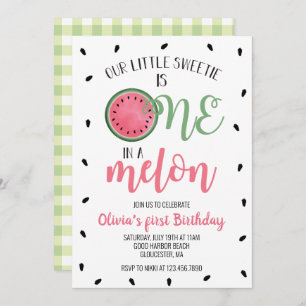 Invitation Un dans un Melon Watermelon Premier anniversaire