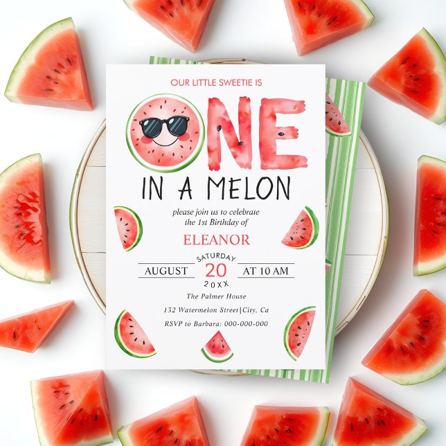 Invitation Un dans une pastèque melon été 1er anniversaire (Créateur téléchargé)