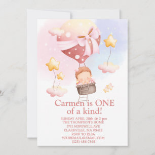 Invitation Un de ces beaux montgolfières premier anniversaire