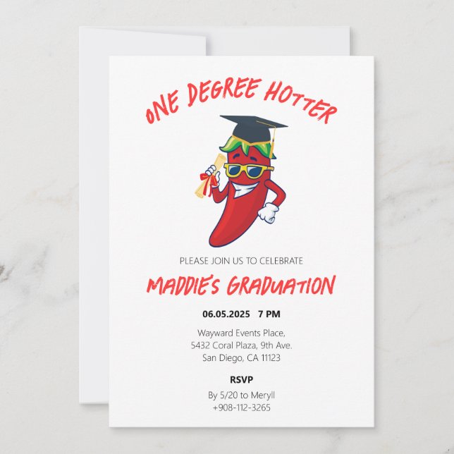 Invitation Un Degré Hotter Pepper Graduation Party (Devant)