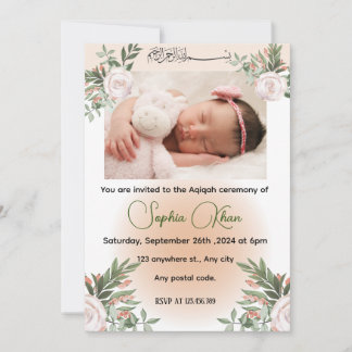 Invitation Un design personnalisé avec des fleurs rose pêche